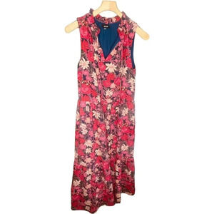 Sugar + Lips Women's Navy & Pink Floral SS Maxi Dress